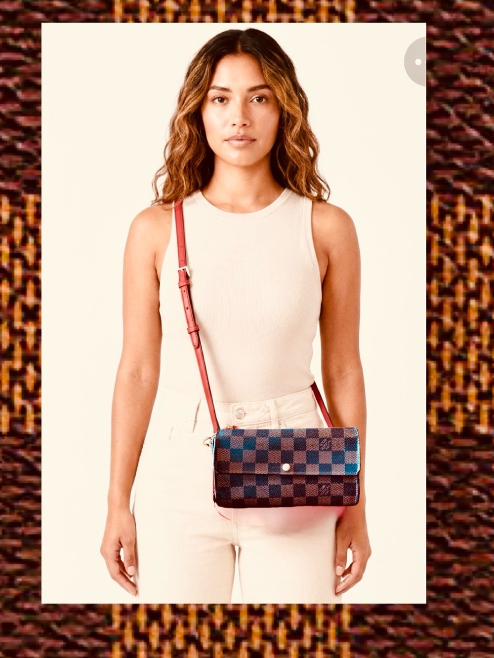 Louis Vuitton damier Sarah wallet converted Crossbody vintage